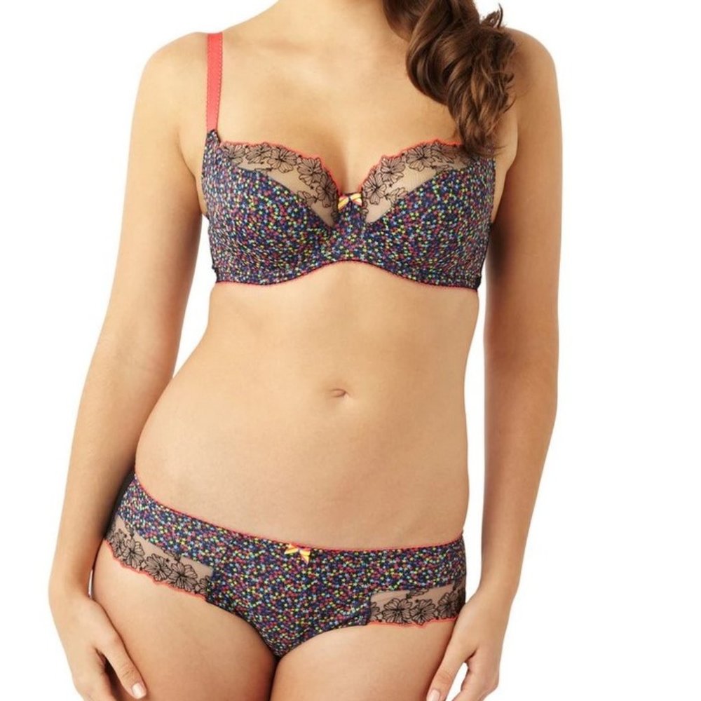 Y2k Izzy Star Print Balconette Bra Cleo by Panache 36b Large Low Rise Bikini